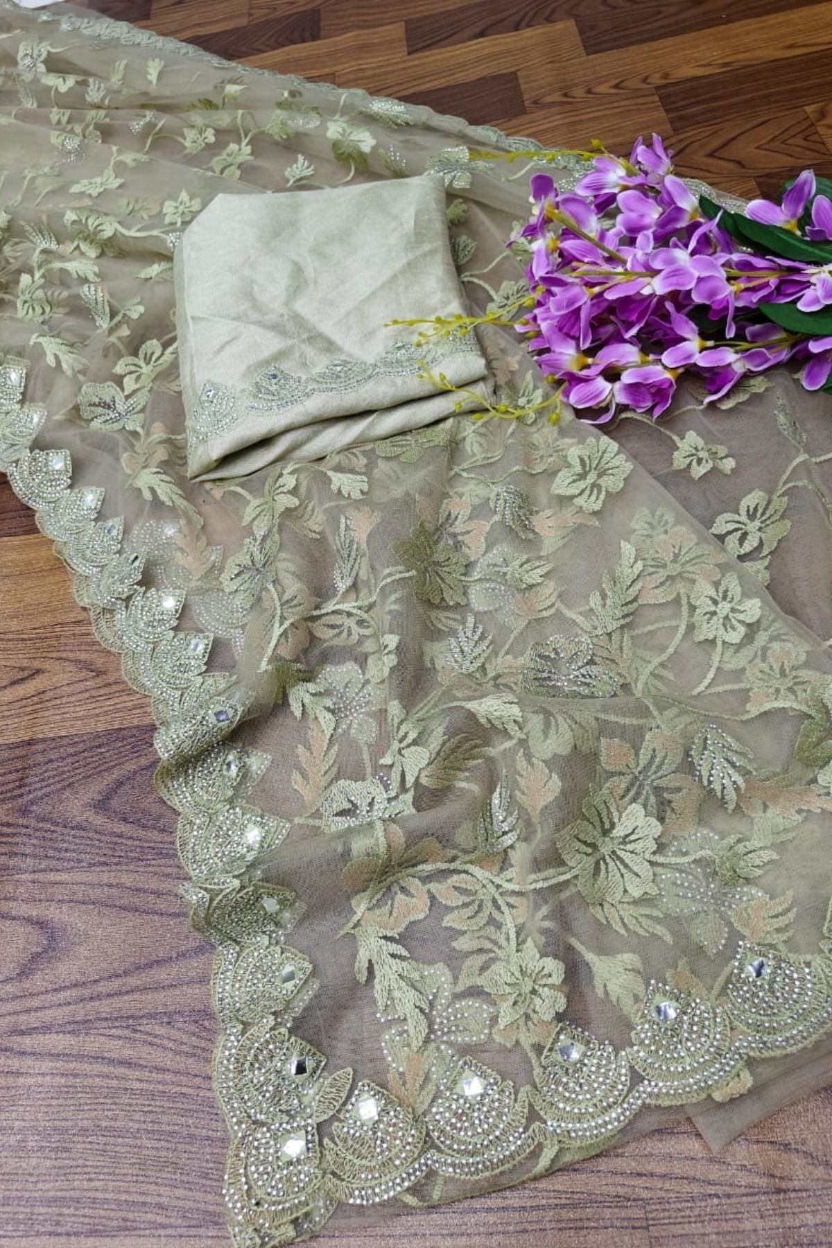 Butterfly Net Saree