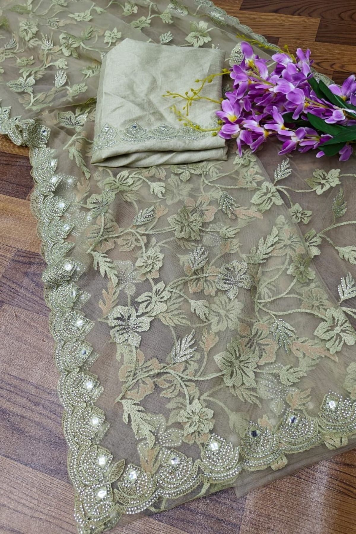 Butterfly Net Saree