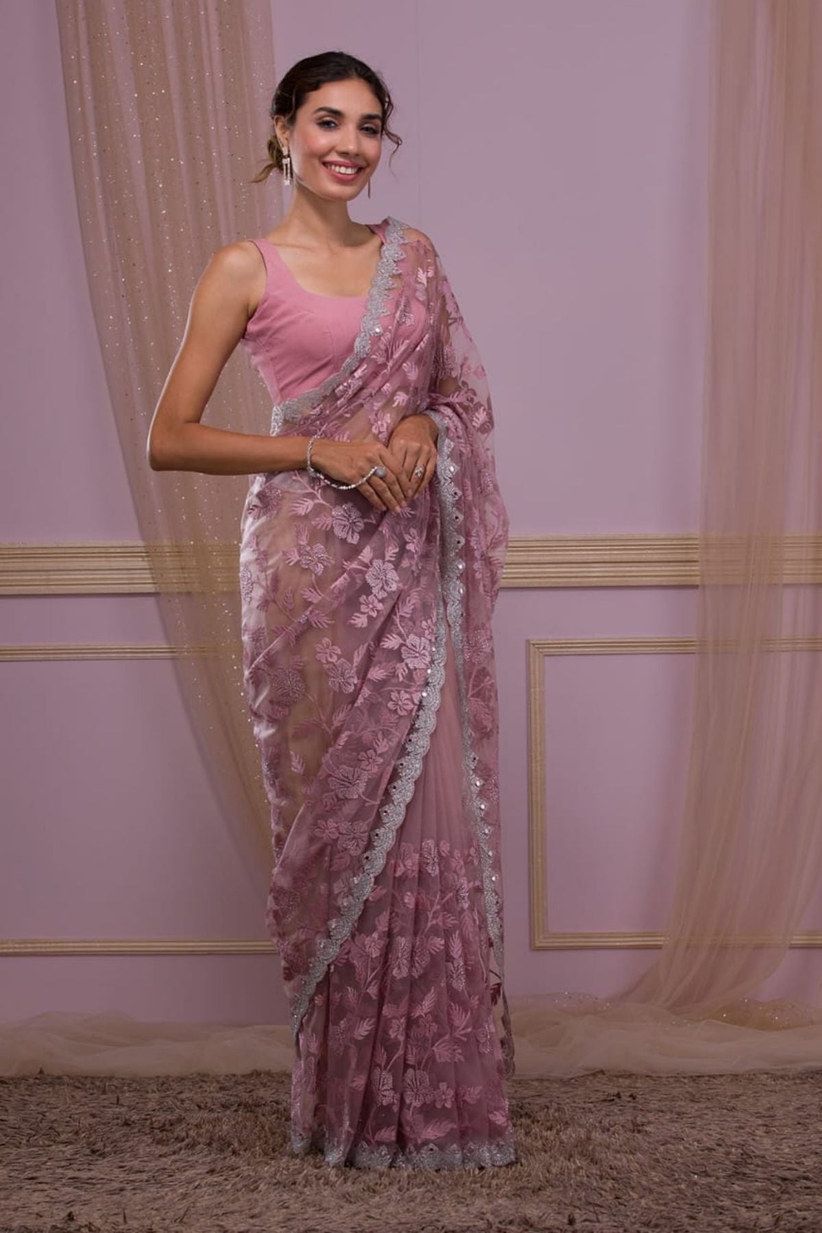 Butterfly Net Saree