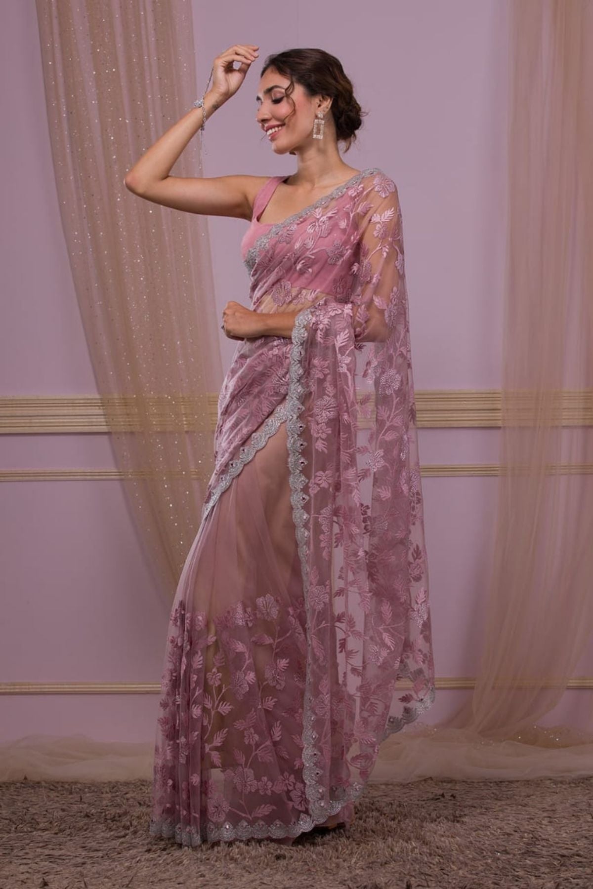 Butterfly Net Saree