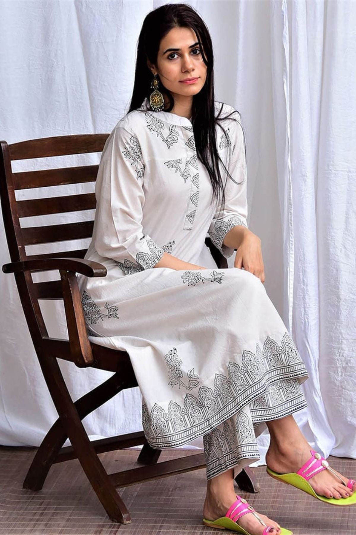 A line kurti Printed Set