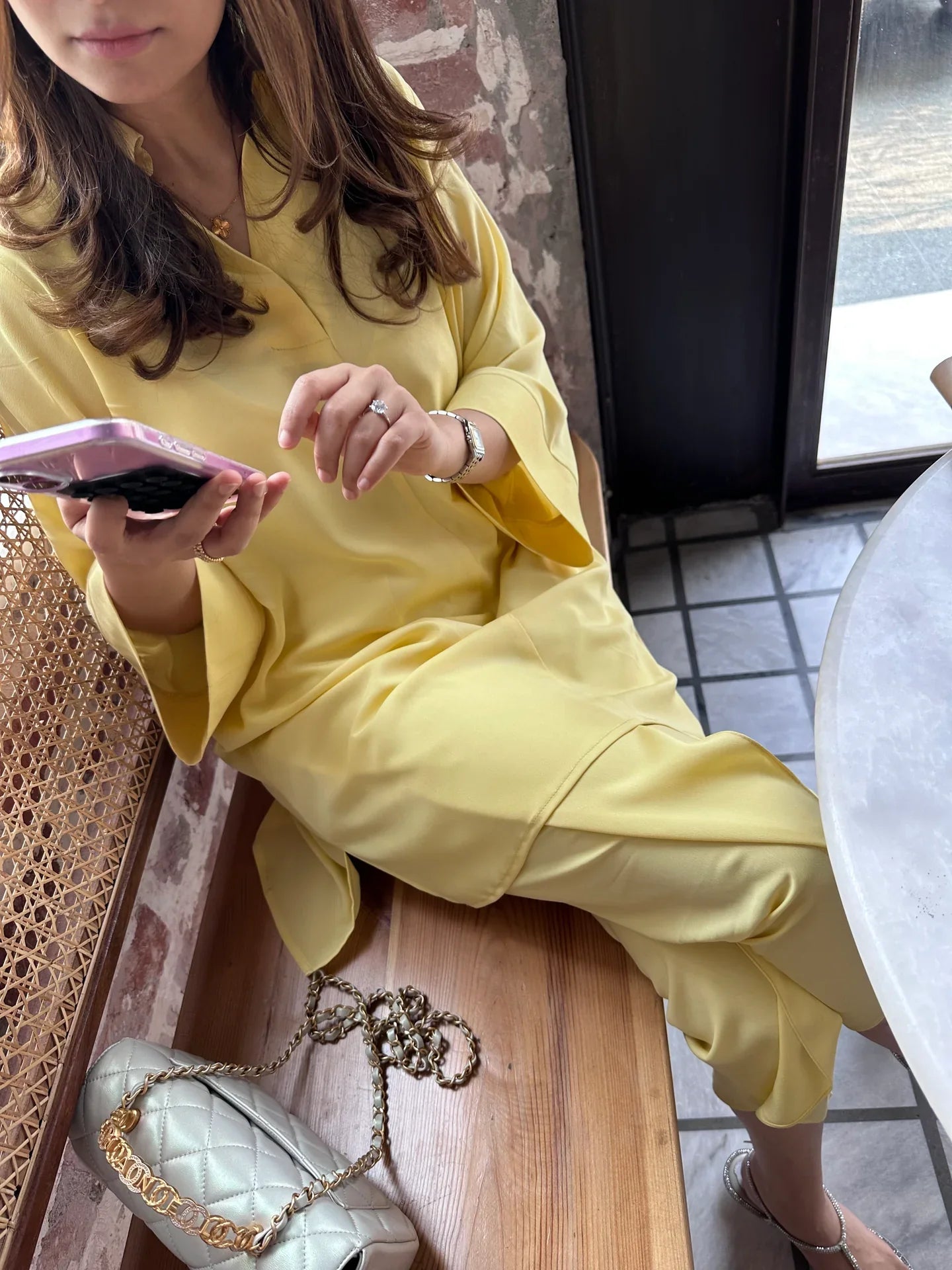 Butter Yellow Toby Tunic with Tulip Shalwar