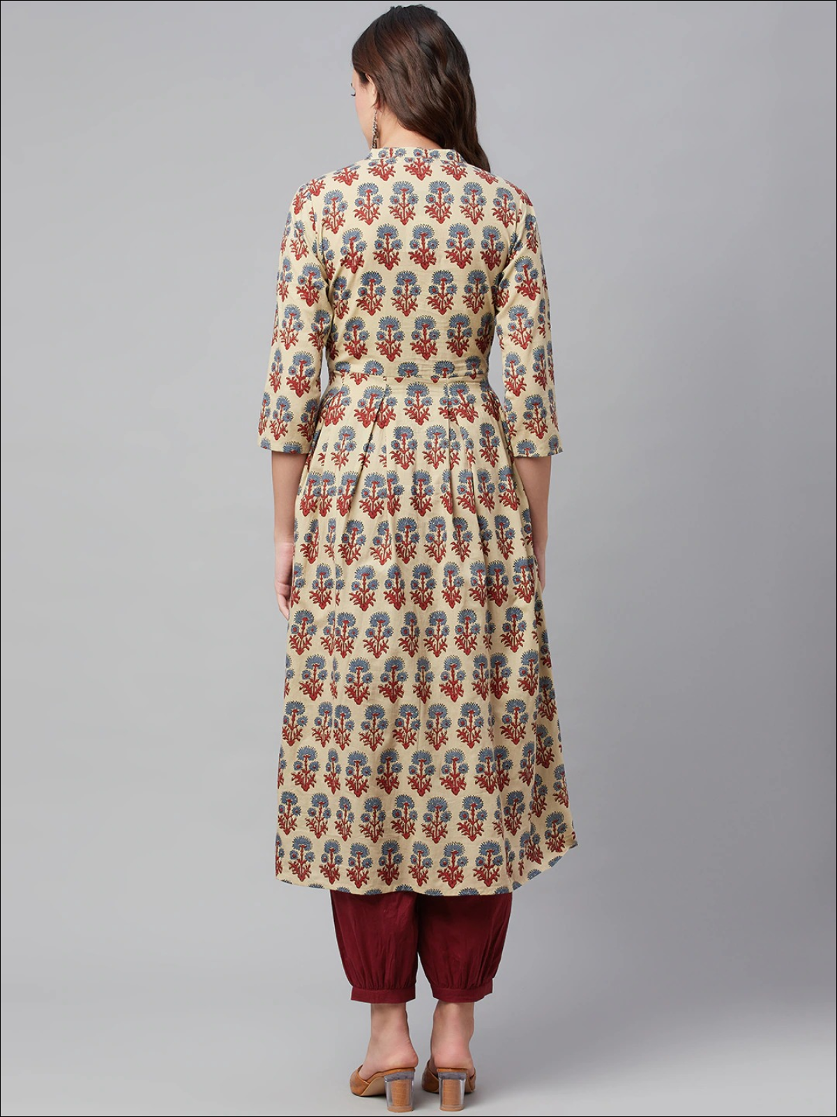 Beige Floral Printed Salwar Set