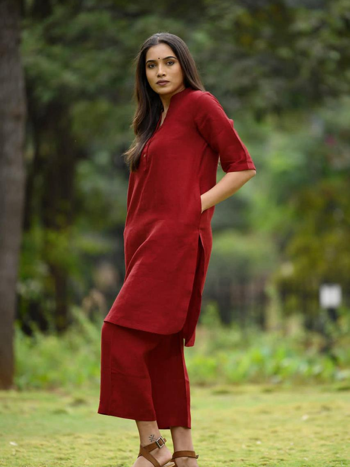 A line kurta with Palazzo