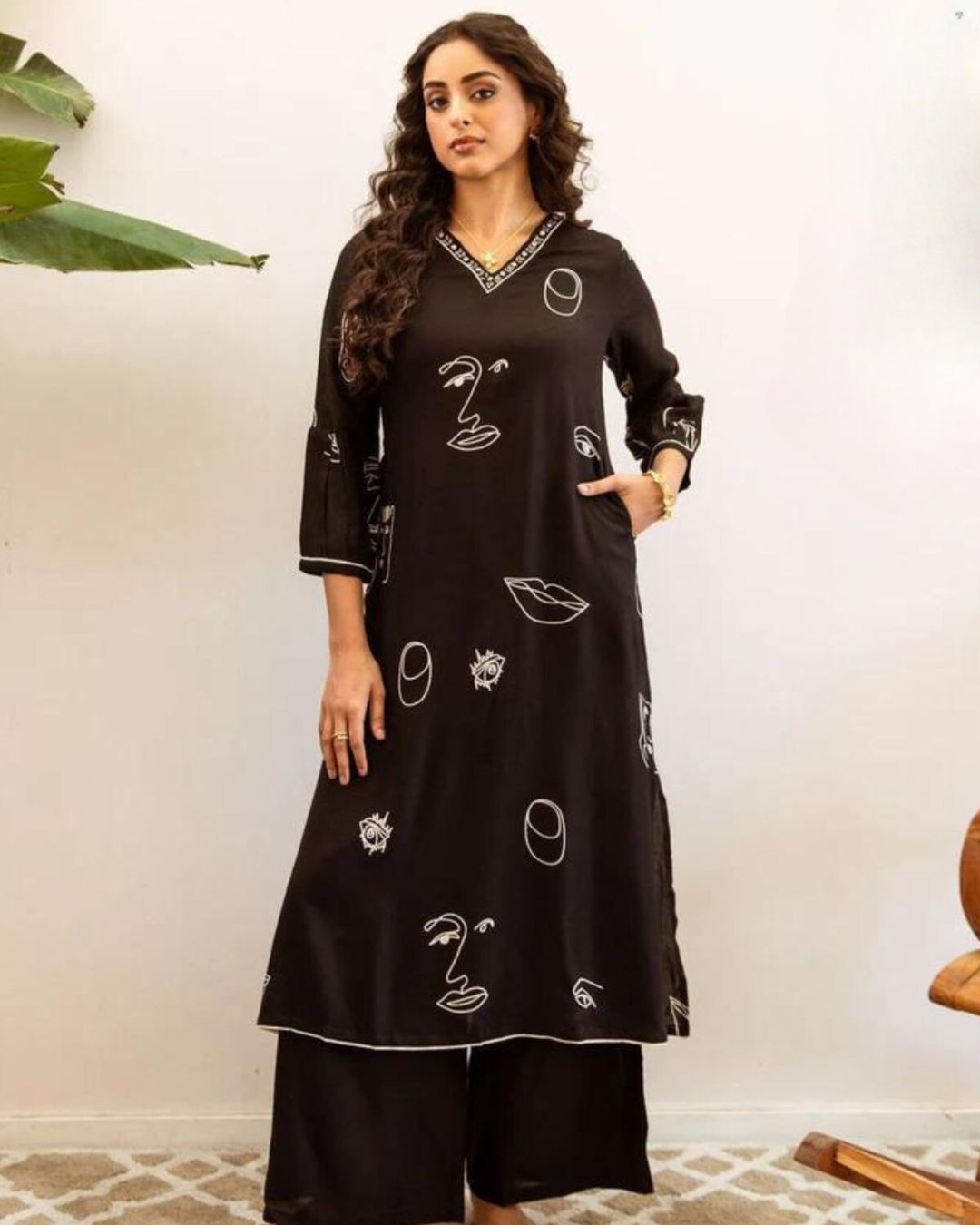Black Face Print Outfit
