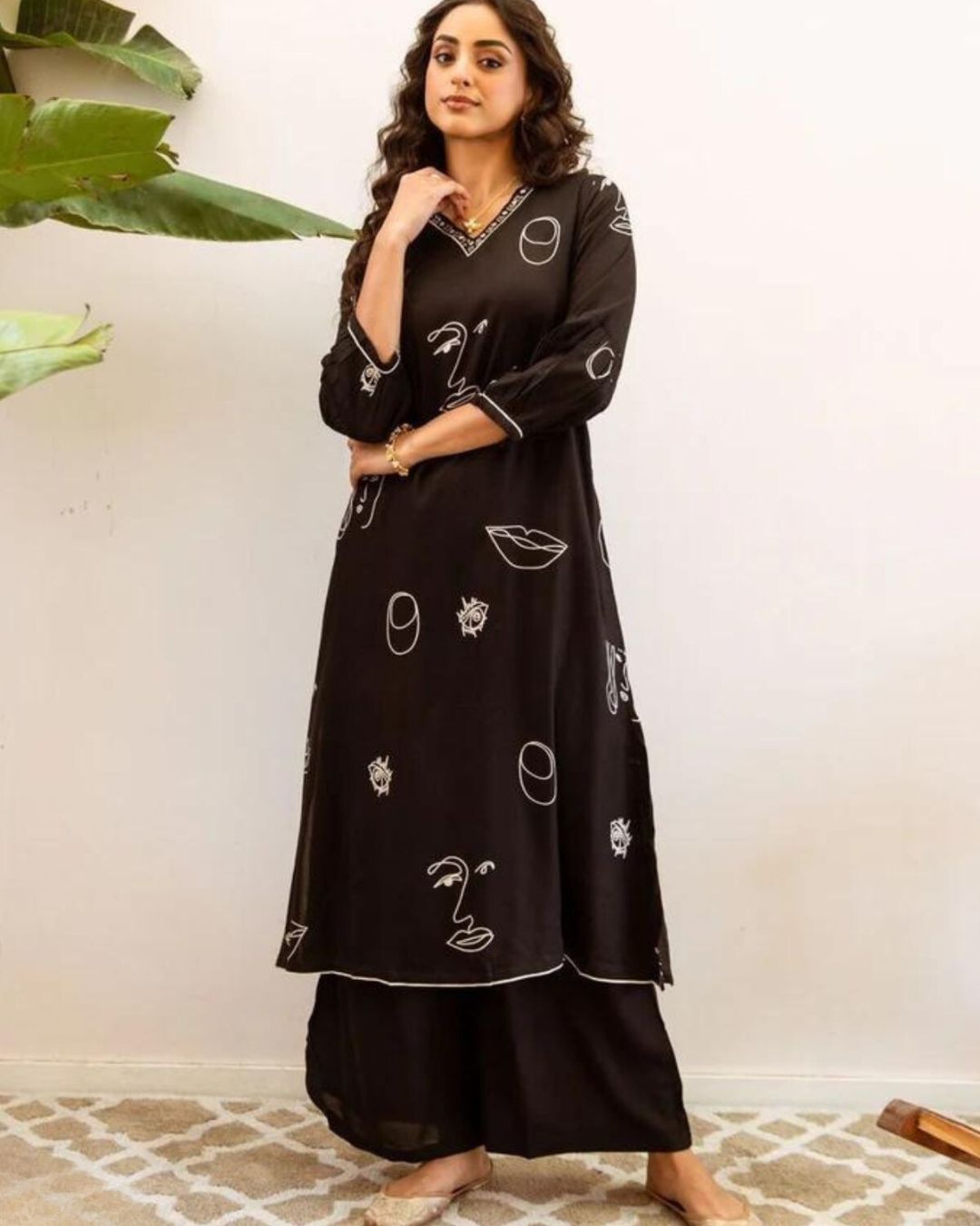 Black Face Print Outfit