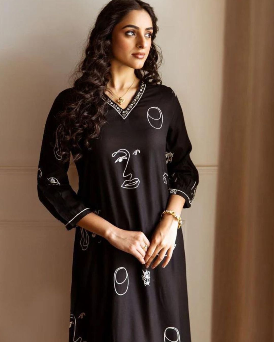 Black Face Print Outfit