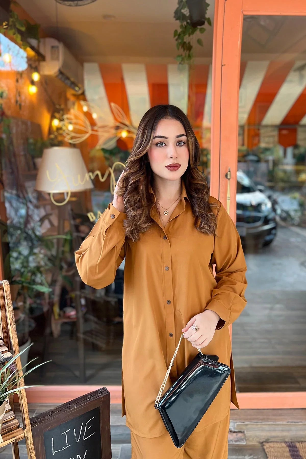 Caramel Buttoned Tunic