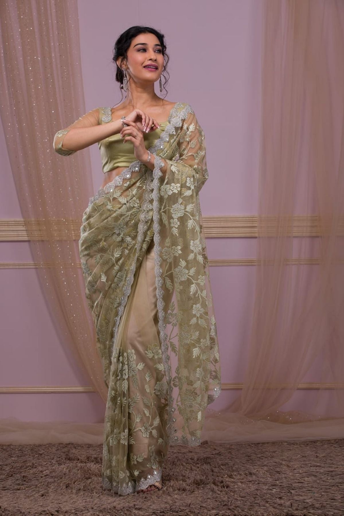 Butterfly Net Saree