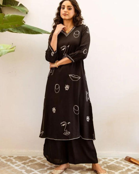 Black Face Print Outfit